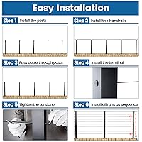 Vista 6 de Muzata Kit Completo de Barandilla de Cable Negro de 6'6"-13' Sistema de Barandilla de Cable de 36 Pulgadas para Cubiertas con Poste de Mano