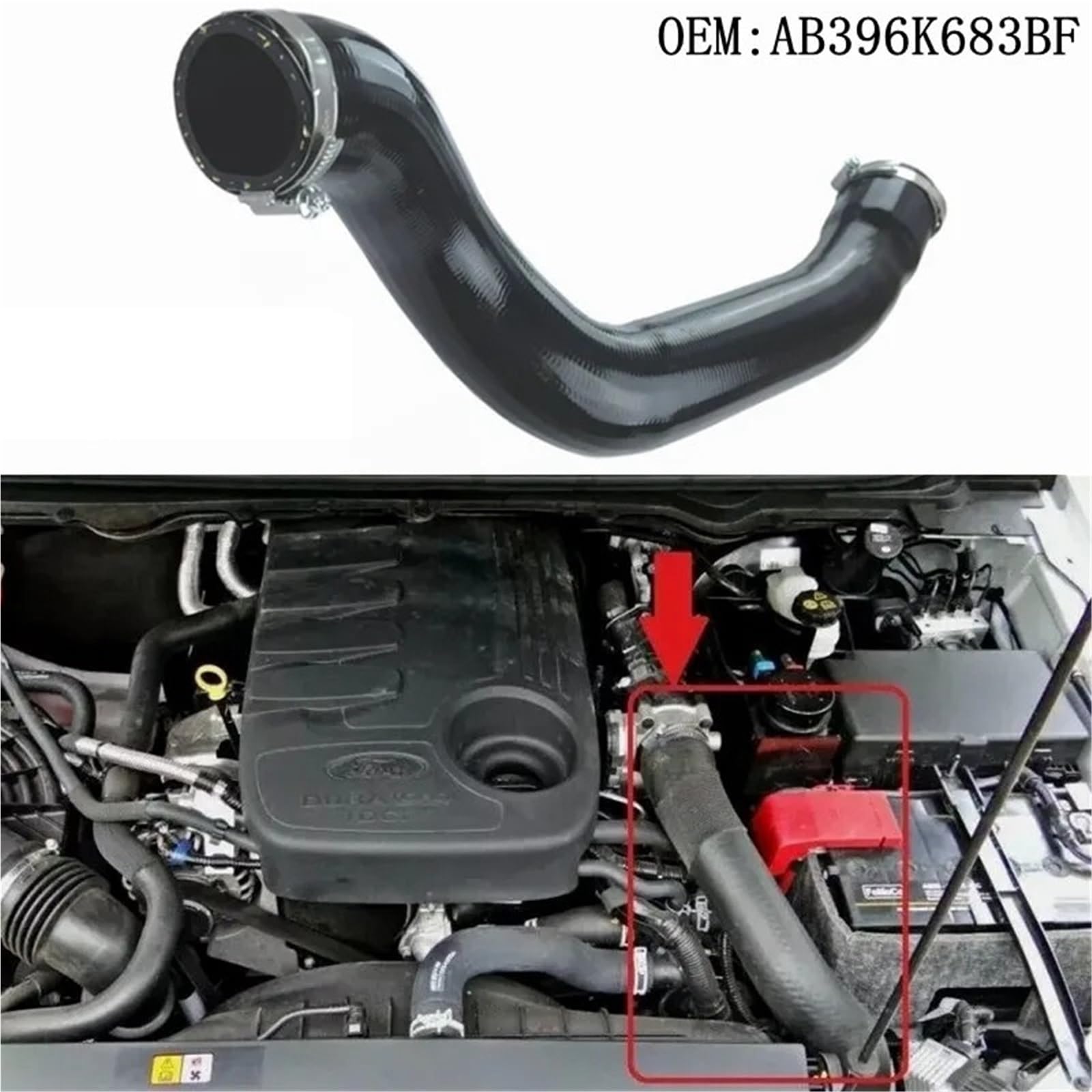 Conduits de Pression et durites Tuyau de Refroidisseur intermédiaire Turbo AB396K683BF pour Ford Ranger (TKE) 3.2 TDCi 4x4 AB396K683BF Tuyau Intercooler Turbo