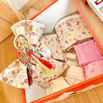 503ag70□七五三 七歳 女児 着物&袋帯&長襦袢 花くす玉 黒□未使用品 7warabe1-2-25.jpg