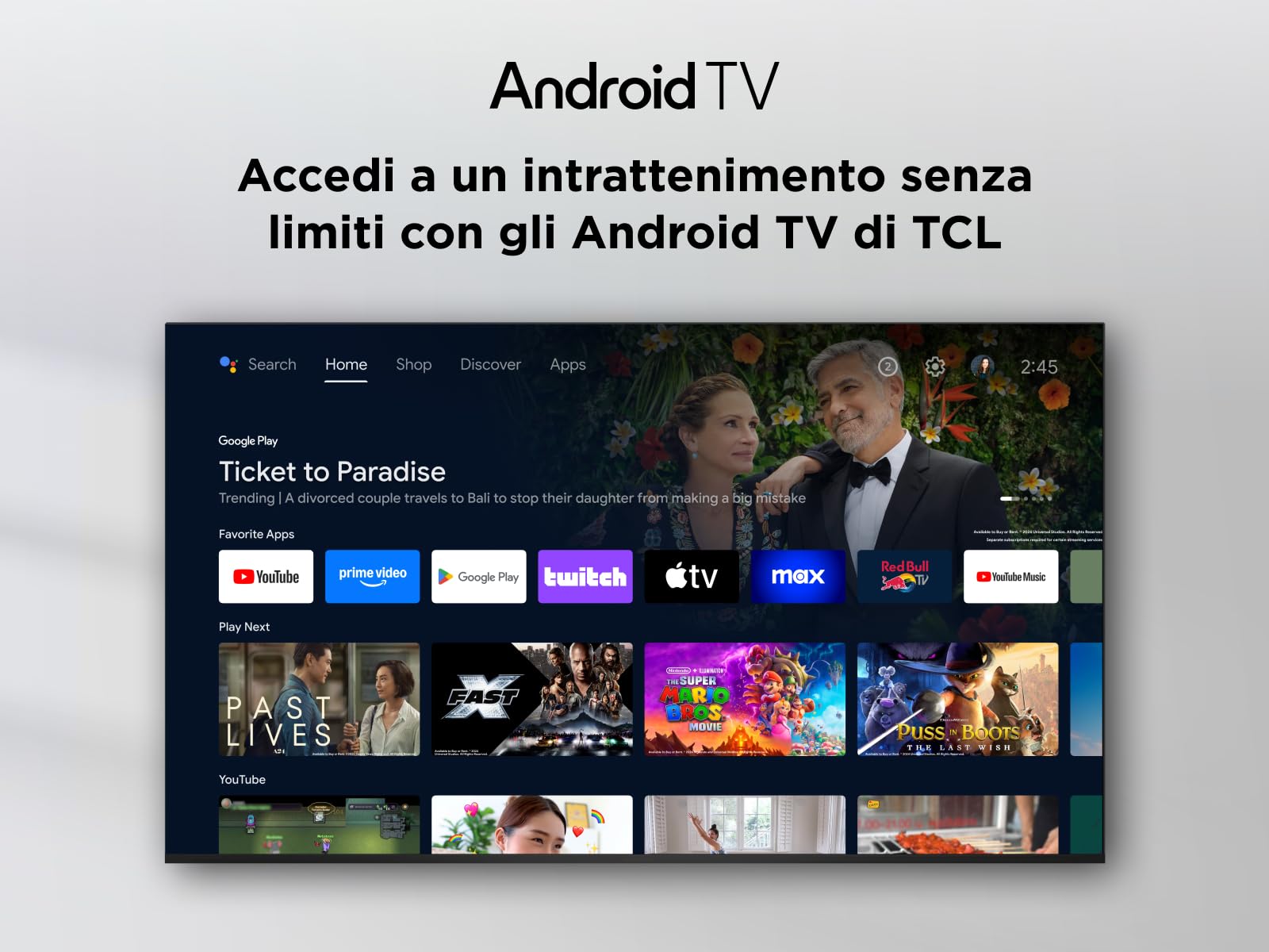 TCL 32V5C – Smart TV Full HD QLED HDR da 32", Android TV | Google Cast, Compatible with Google Home, Slim Design