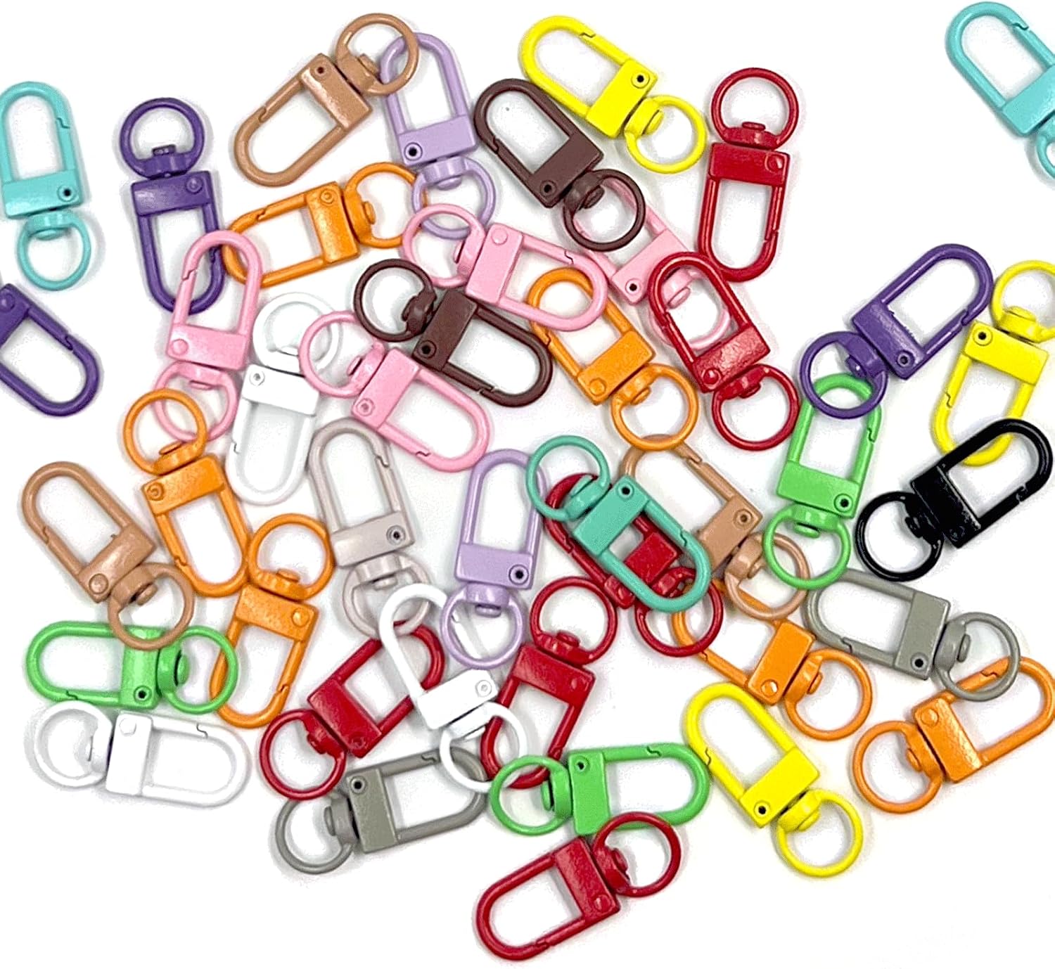 50PCS Colorful Lobster Claw Clasps, Metal Keychain Clasps, Swivel Keychain Trigger Snap Hooks, Lanyard Making Kit, Accessories for Bag Key Chains Connector DIY Jewelry Making