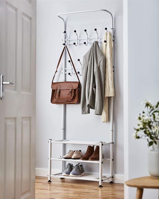 Direct Online Houseware Multi Purpose Stand 18 Hooks For Clothes Shoes Hats Bags - White