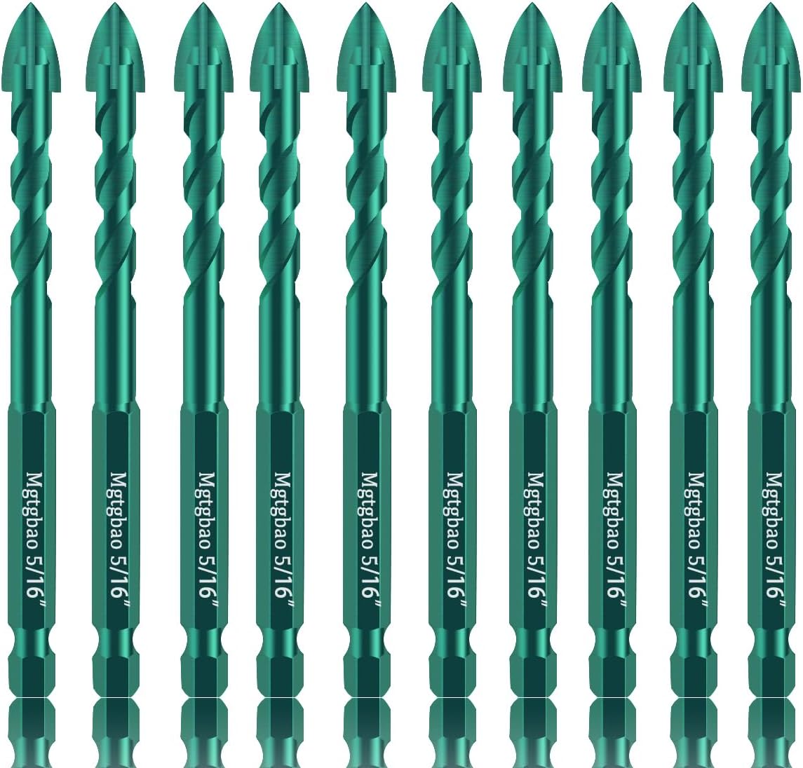 Mgtgbao 10pc 5/16”Ceramic Tile Drill Bit,8MM Masonry Drill Bits Concrete Drill Bit Set for Tile,Brick, Plastic and Wood,Tungsten Carbide Tip Best for Wall Mirror.