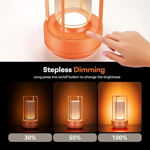 Miniatura 9 de Lámpara de mesa LED portátil inalámbrica, lámpara de escritorio recargable con sensor táctil (2600 mAh), regulable de tres niveles adecuada para