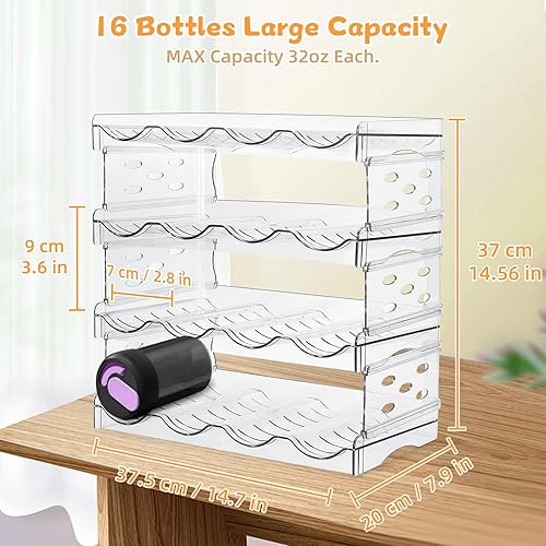 Miniatura 2 de Organizador de botellas de agua apilable de 4 niveles para gabinete, cocina, refrigerador, despensa, encimera, estante de almacenamiento de vino de