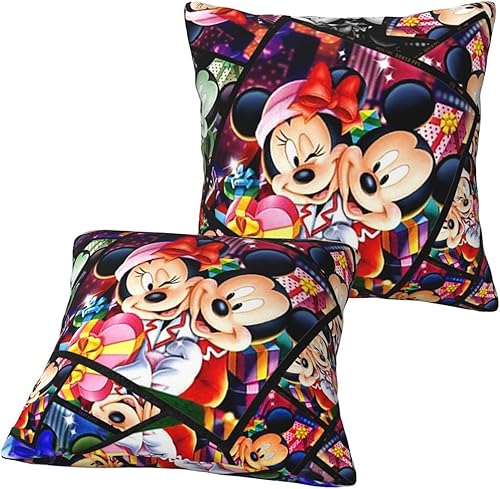 Miniatura 7 de AnrAm Bonita funda de almohada de 18 x 18 pulgadas, juego de 2 fundas de almohada decorativas de dibujos animados para sofá al aire libre