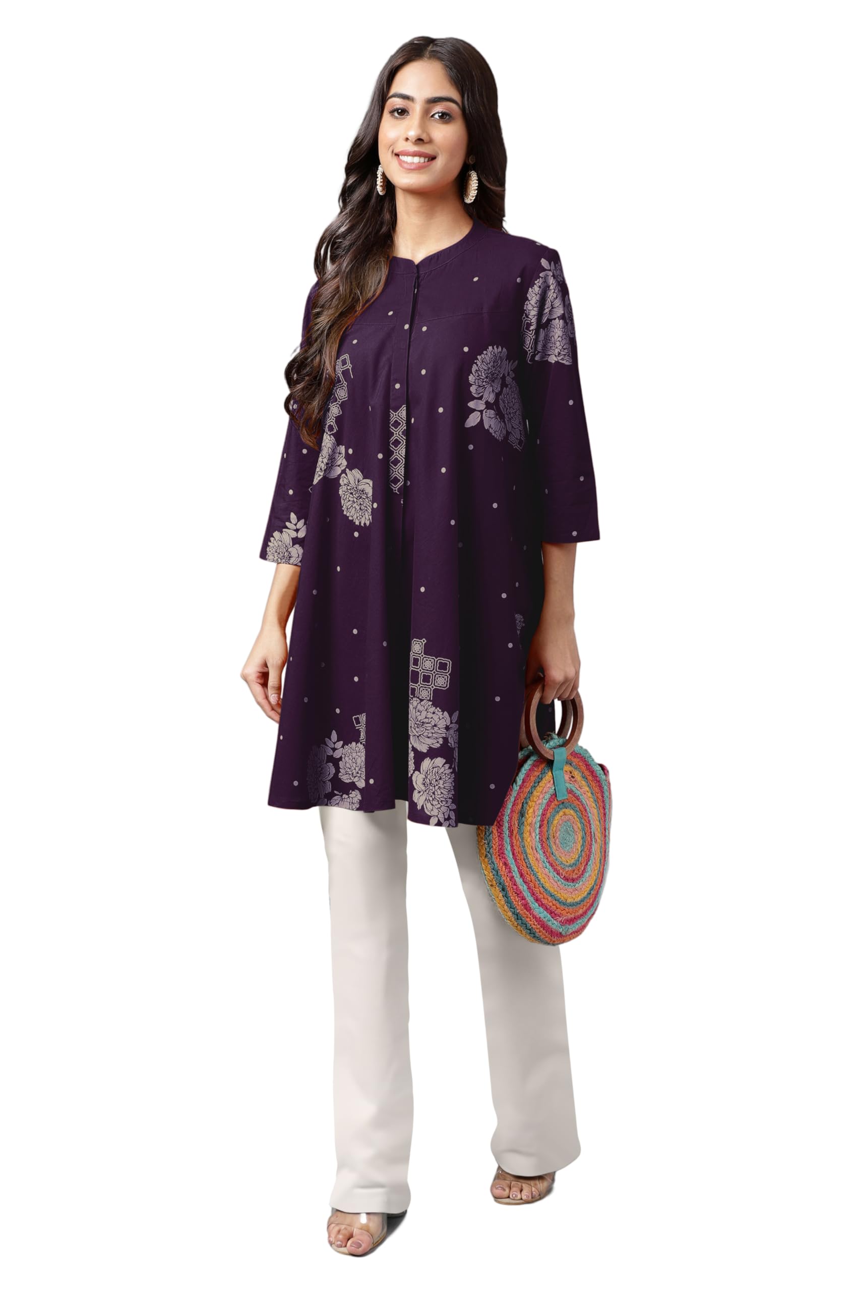 janasya Women's Pure Cotton Floral Printed Flared Tunic-picture-16