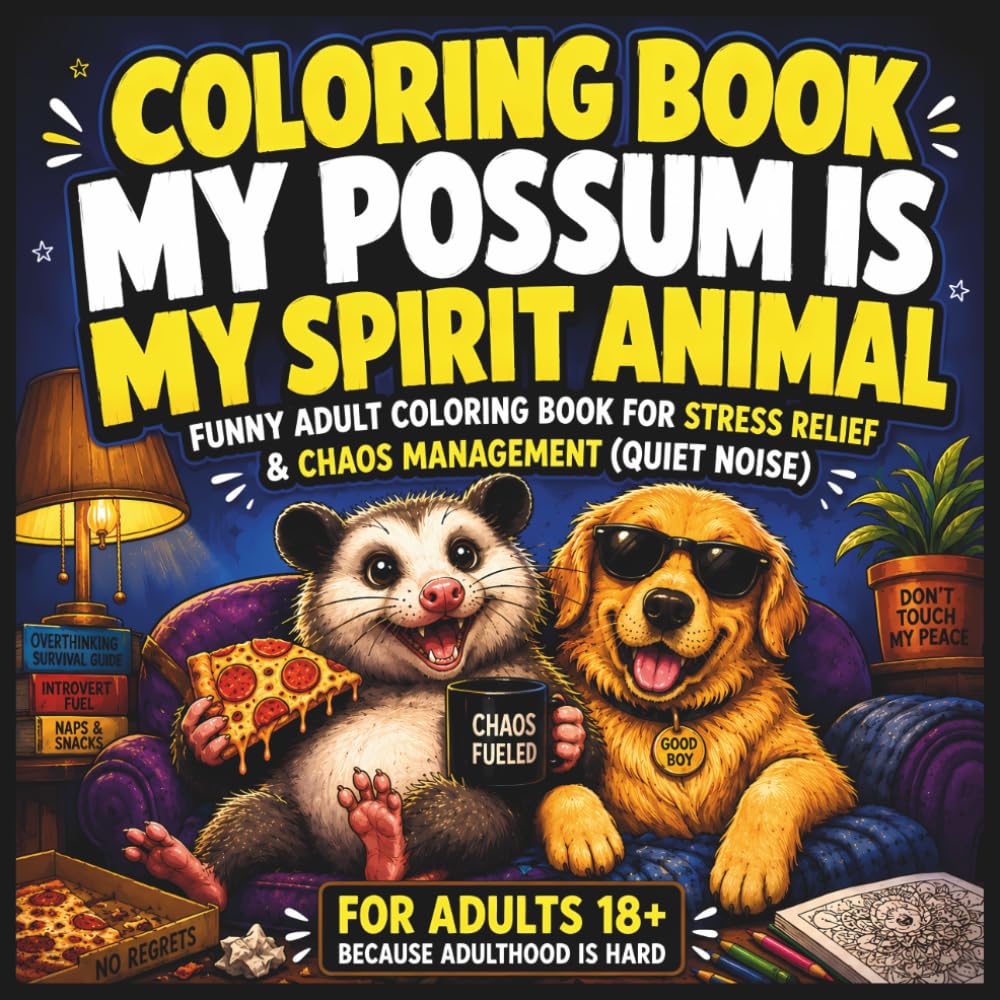 Coloring Book My Possum Is My Spirit Animal: Funny Adult Coloring Book for Stress Relief & Chaos Management (Quiet Noise)