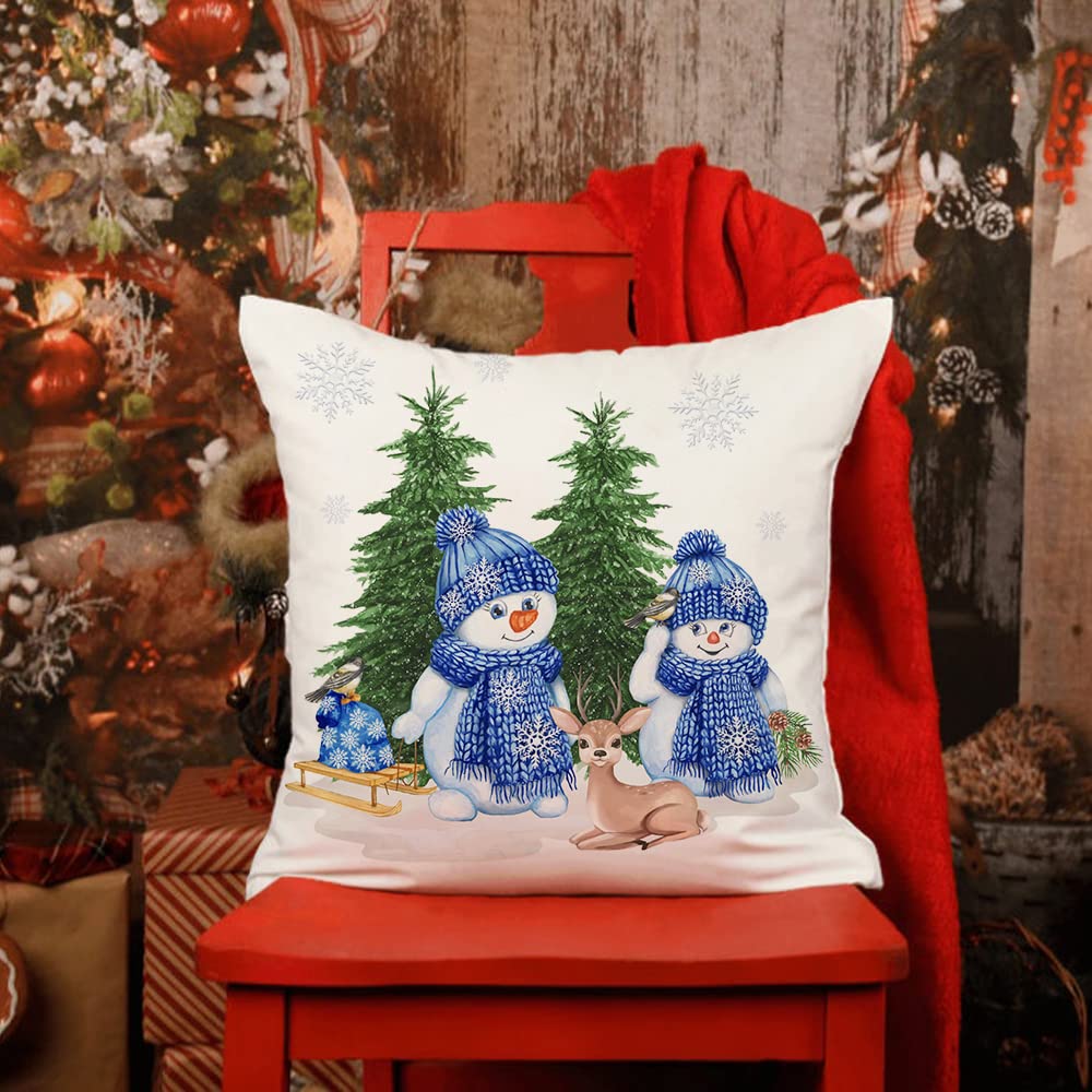 Buy DFXSZ Christmas Pillow Covers 18x18 Set of 4 Blue Christmas