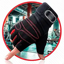Luva de Academia ALENKO Meio Dedo Antiderrapante Tecido Respirável Costura Reforçada Ajustável Ideal para Musculação Crossfit e Halteres Tamanho Único