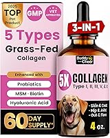Vista 1 de Colágeno prémium para perros y gatos 5 tipos de colágeno alimentado con pasto (I, II, III, V y X), alivio rápido de alergias y picazón para perros