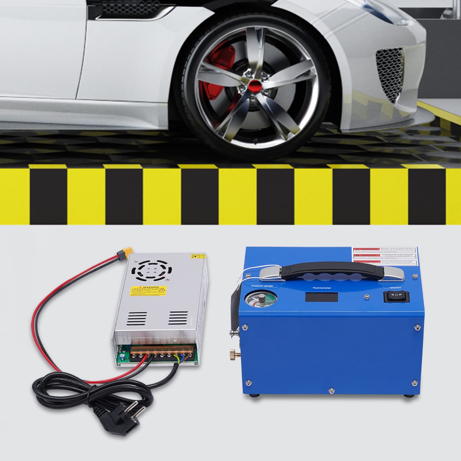 Sprężarka powietrza PCP, 4500 psi, sprężarka wiatrówki PCP, ciśnieniowa sprężarka powietrza, automatyczne zatrzymywanie pompki, pompa wysokociśnieniowa 250 W, 12 V do wiatrówki, butli do nurkowania