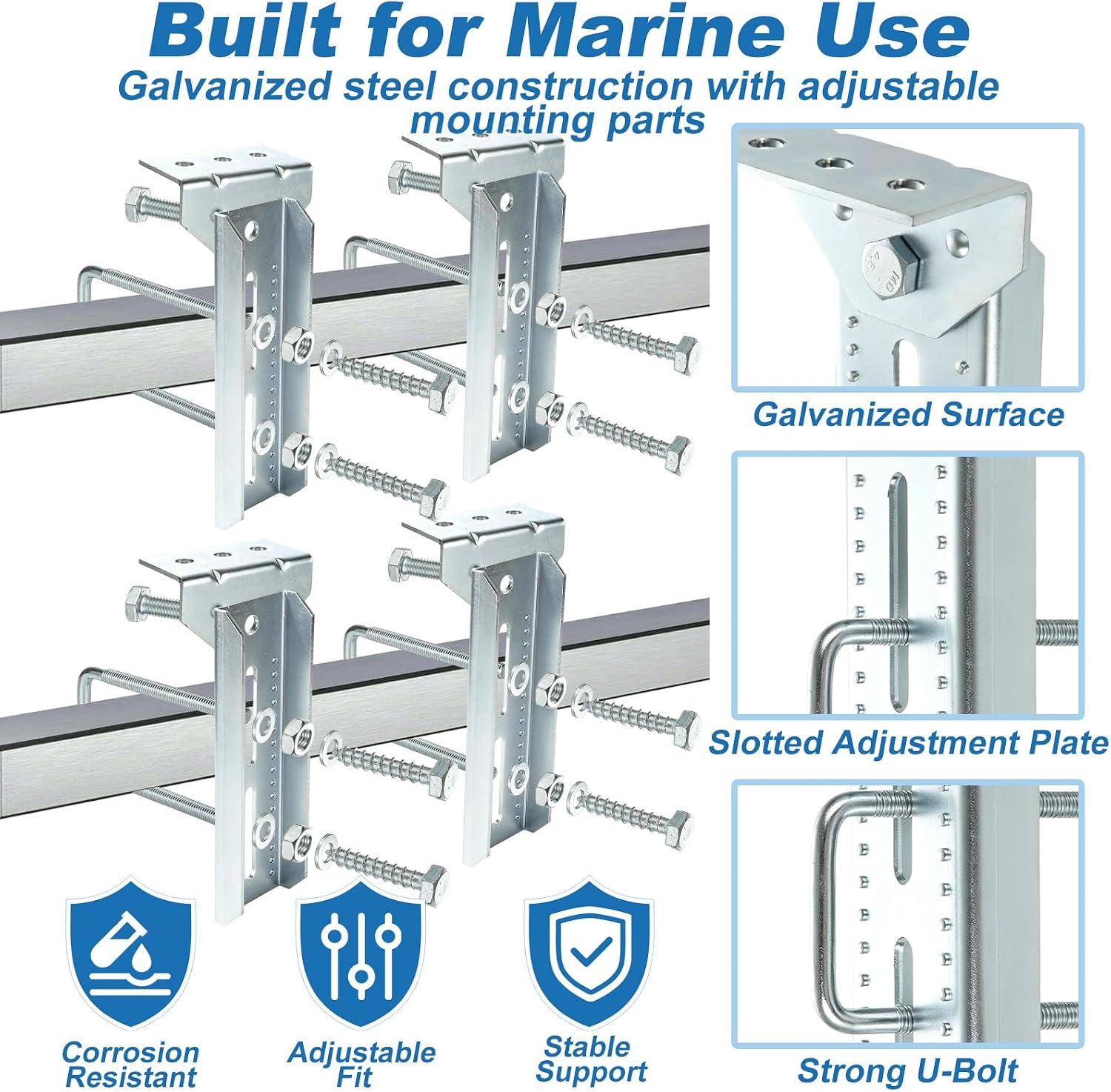 4PCS Boat Trailer Bunk Brackets, Boat Trailer Parts