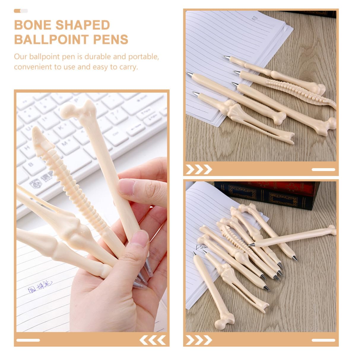 NUOBESTY 4 Sätze Knochen Kugelschreiber Bleistifte Halloween-knochenstifte Pastellstifte Schulstifte Stifte Für Die Schule Coole Stifte Für Lustiger Stift Abs Weiß 20 Stück * 4