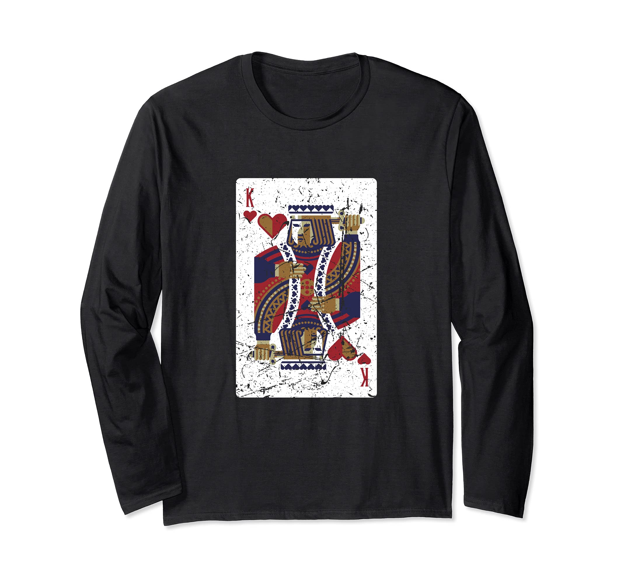 Funny Poker Player King Of Hearts Card Loves Gambling Long Sleeve T-Shirt