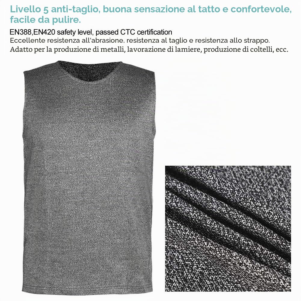 Gilet Protettivo Livello 5 Resistente Al Taglio Robusto A Collo Tondo Per La Lavorazione Dei Metalli E Della Lamiera