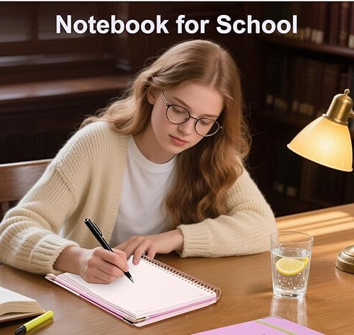 Miniatura 9 de Yoment Cuaderno de espiral de tapa dura de 7 x 10 pulgadas con contenido, contactos, cuadernos de rayas universitarias para trabajo escolar,