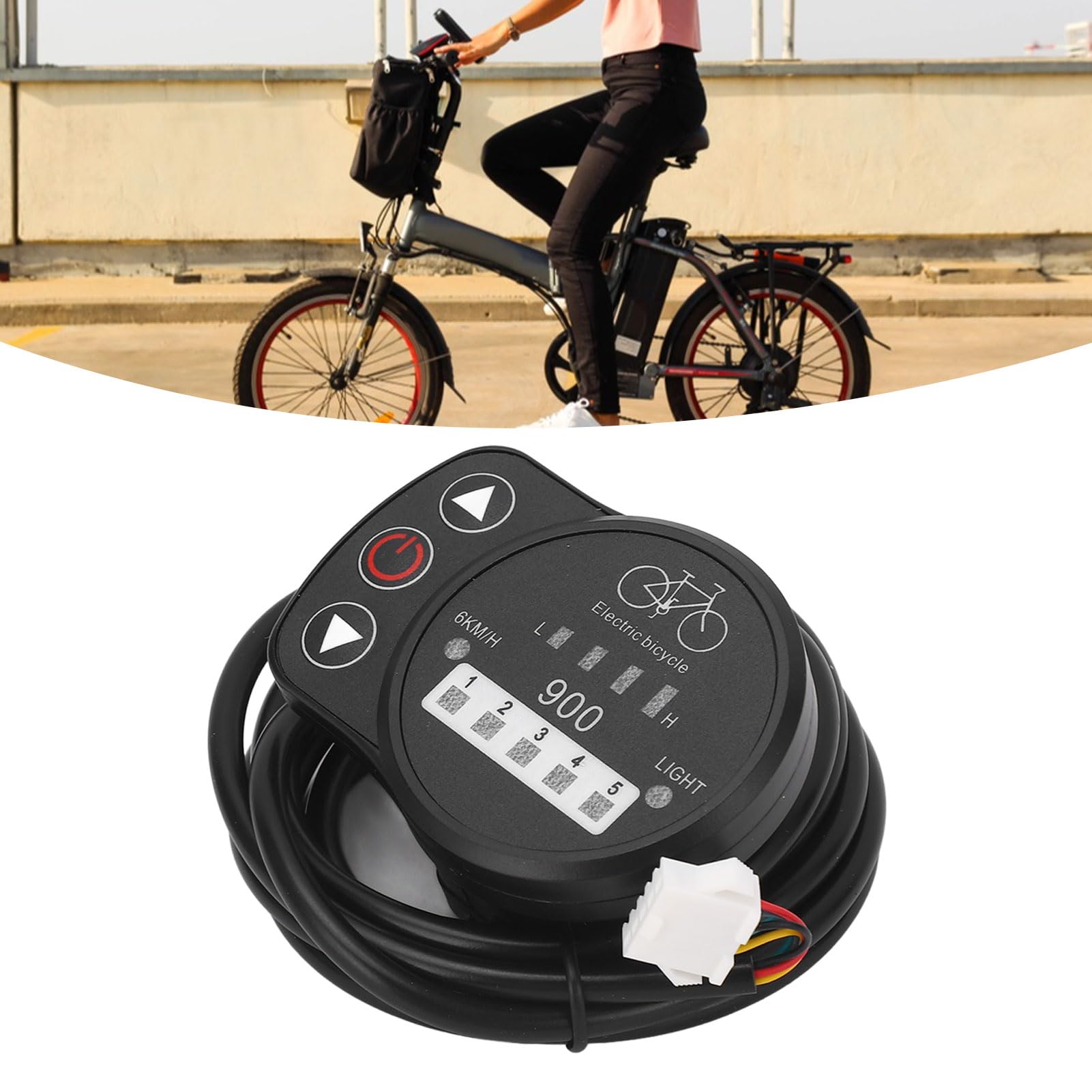 Yuezhongoo LED Display Panel, 36V 48V Electric Bike LED Meter Speed Battery Power Headlight Switch Display Panel for KT Controller (Common Connector)