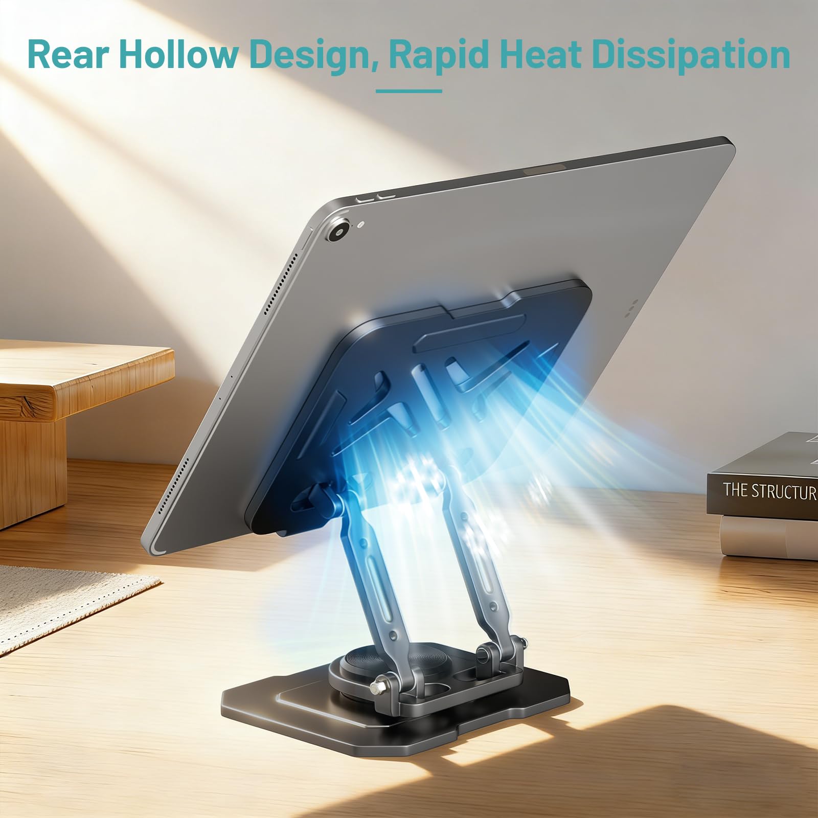 Soporte para tablet iPad para escritorio, base de metal de rotación de 360°, soporte de altura ajustable, compatible con iPad Pro/Air/Mini, eReader, LG Pads, Nexus, Switch, iPhone Pro/Max/Air