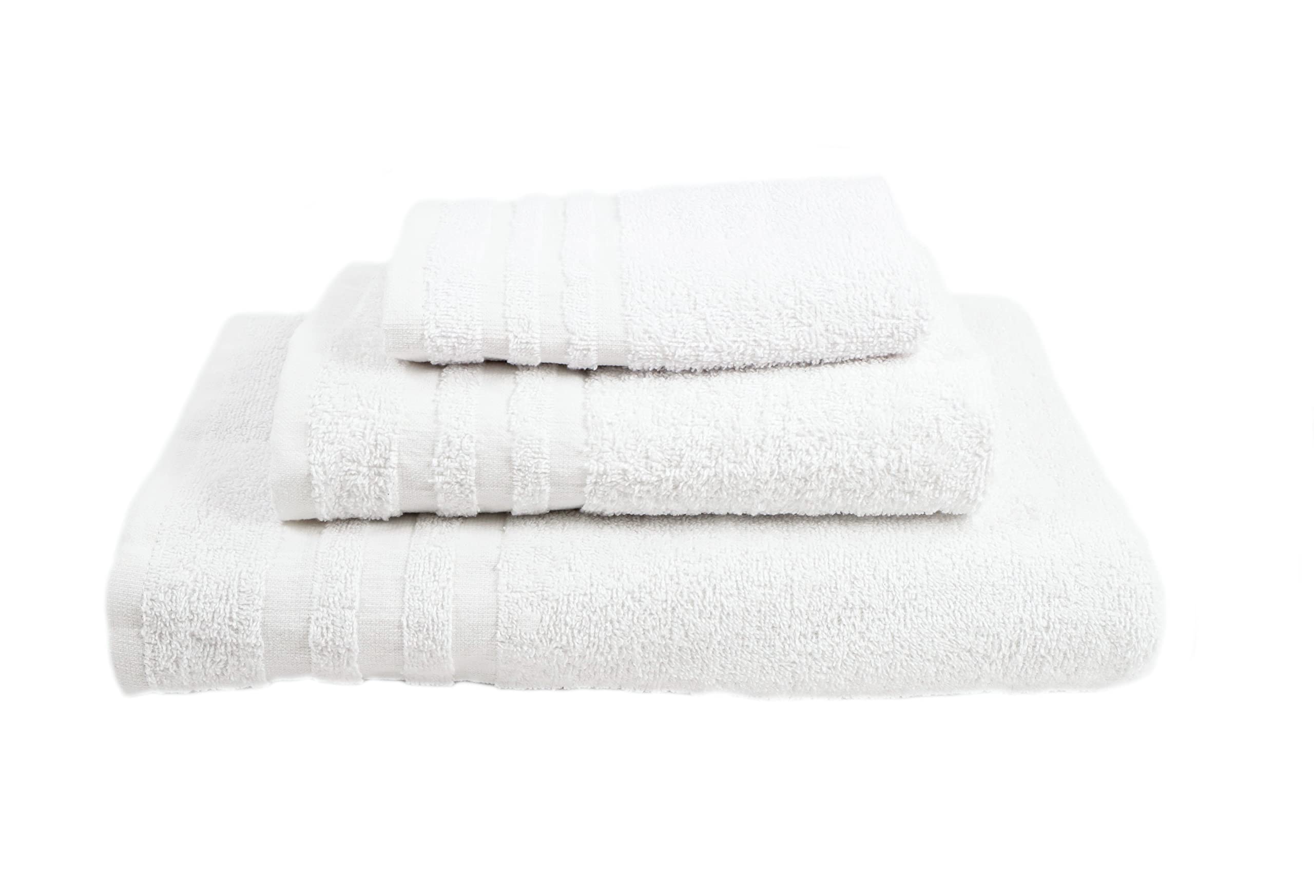Viterbo Biancheria - Set Asciugamani Bagno 3 Pezzi 100% Cotone Spugna (12 Tris Completi) Composto da 12 Set Asciugamani Bagno Viso Bidet, Ideale per Hotel, B&B e Grandi Strutture Ricettive (94)