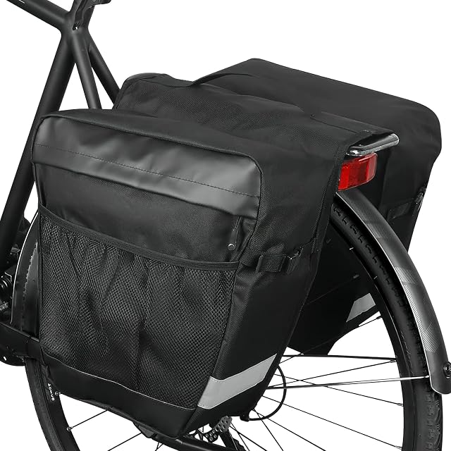 Welltop Bike Pannier Bag, 28L Waterproof Bike Rack Bag, Trunk Bag Bicycle Rear Saddle Panniers Accesories