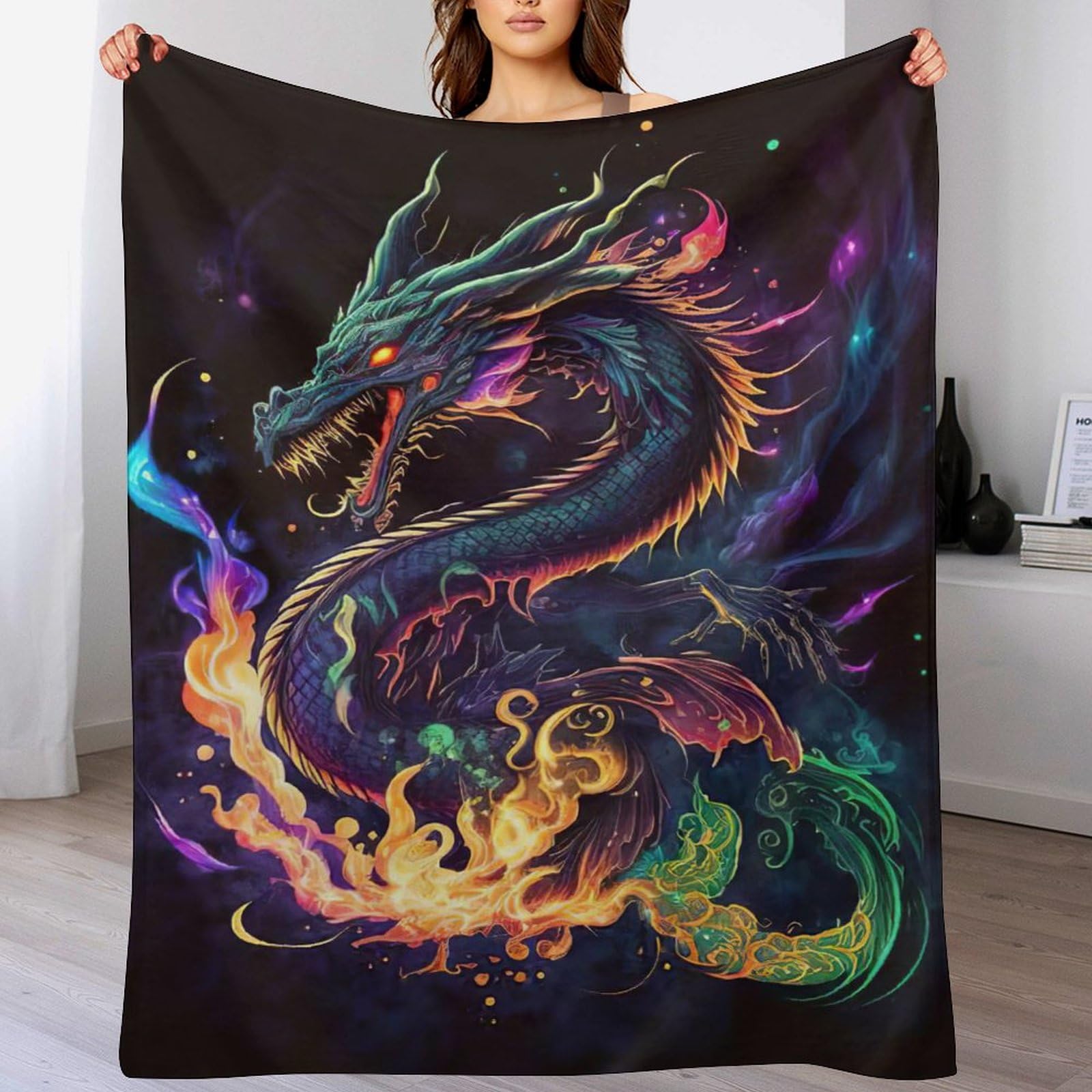 Jeté de canapé dragon en flannel pour des soirées cocooning chaleureuses 140x180