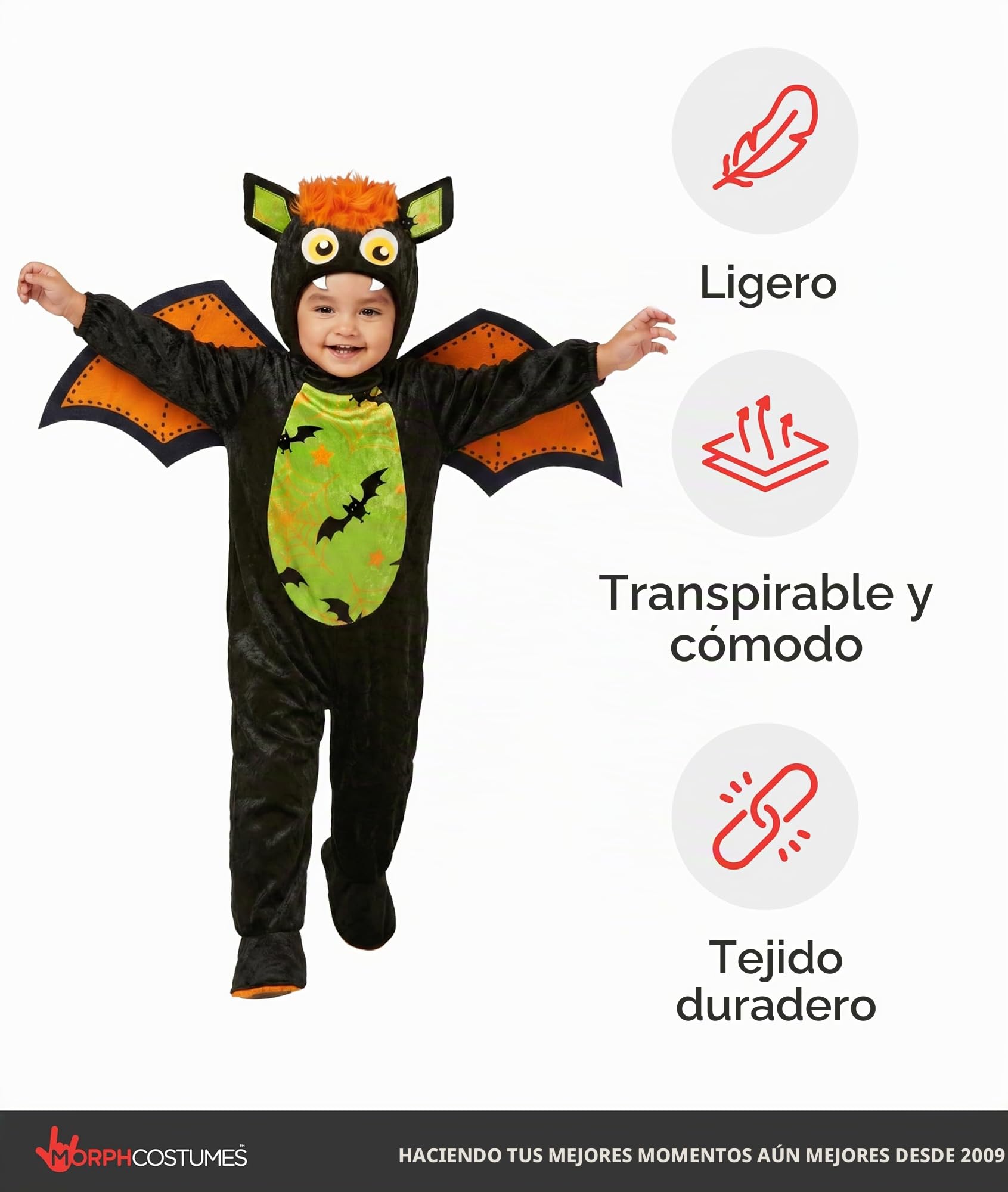 Morph Disfraz Murcielago Niño, Disfraz Halloween Niño