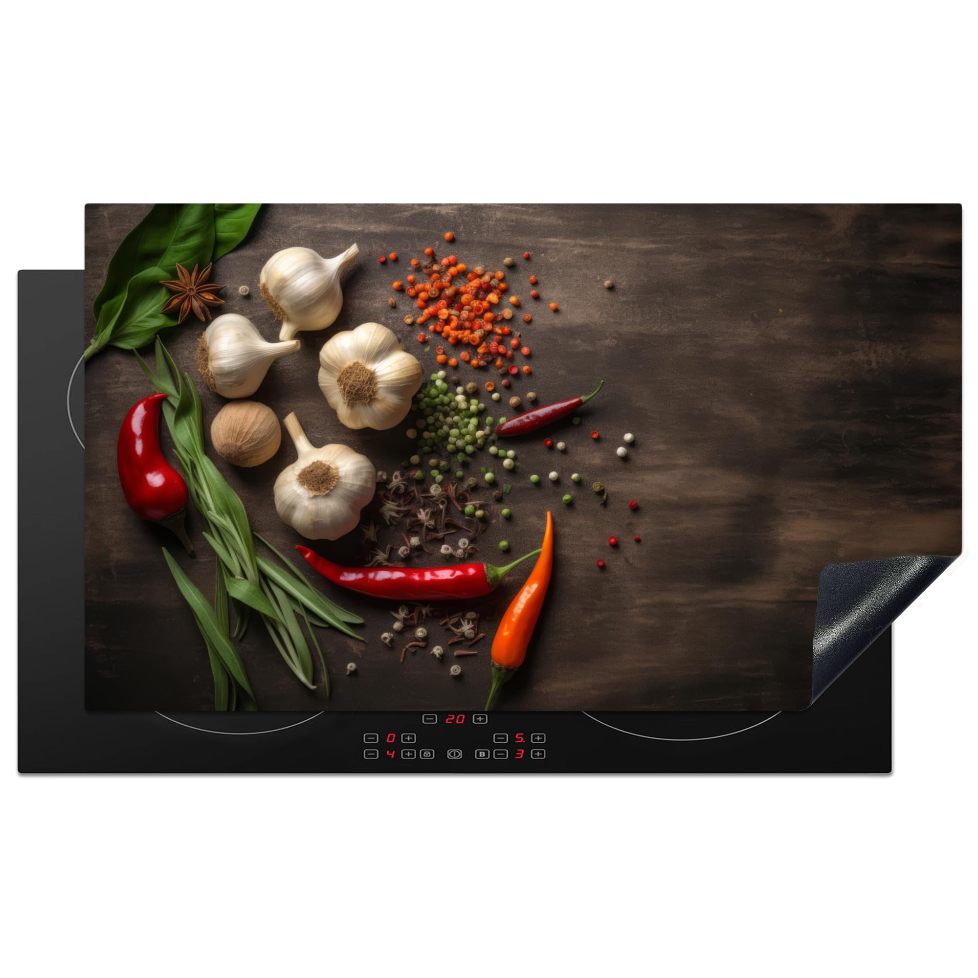 TMK ArtDeko Fornuis afdekplaat afdekking kookplaat 90x52 cm Inductie Beschermer Keuken Decoratie Kookplaat Beschermer voor Inductiekookplaat Afdekplaat Anti Slip Mat - Bloem hout