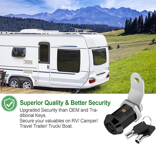 Miniatura 6 de Paquete de 5 cerraduras de gabinete con llaves, cerraduras de almacenamiento de RV de 78 pulgadas con llaves iguales, cerraduras de RV para puerta
