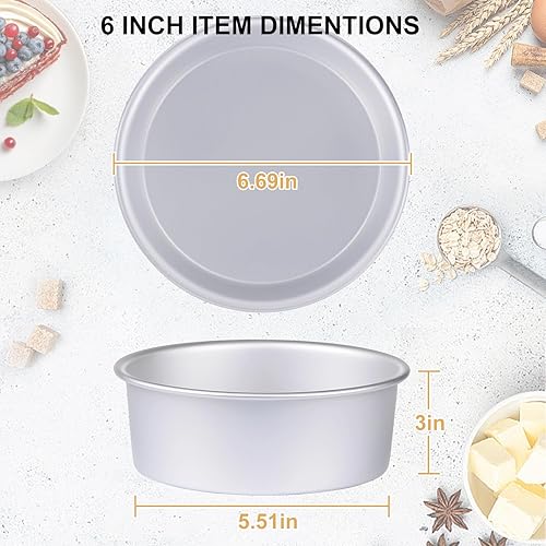 Miniatura 7 de HomeMall Juego de 3 moldes redondos para pasteles (6 x 3 pulgadas8 x 3 pulgadas10 x 3 pulgadas), moldes de aluminio para hornear pasteles de capas,