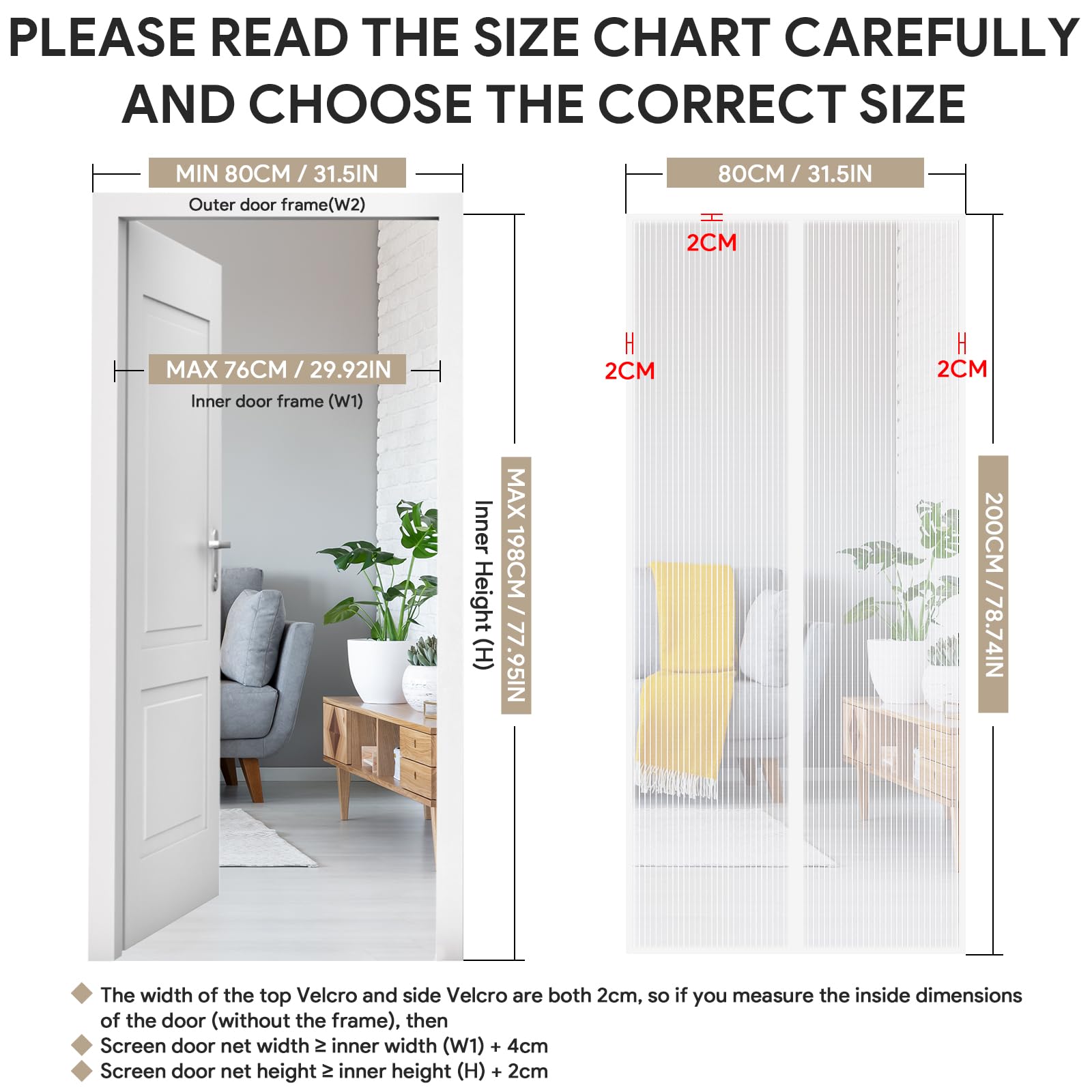 Zanzariera Magnetica Porta Finestra, EGNBU 80x200CM Zanzariere Magnetiche per Porte Finestre Maglia Ultra Fine Tenda Zanzariera con Calamita per Balcone, Chiudersi da Solo Facile da Installare-Bianco