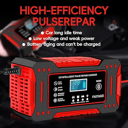 Miniatura 3 de Cargador de batería de 6 amperios, cargador de batería portátil de plomo de 12 V 6 A, cargador de batería de 4 etapas, mantenimiento de batería