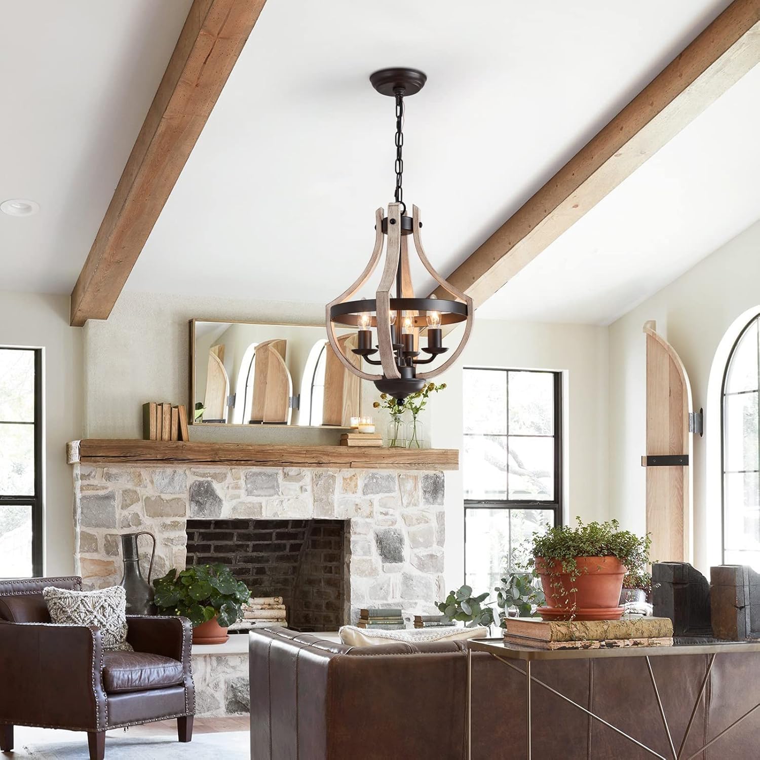 MEIXISUE Farmhouse Hanging Pendant Lighting,4-Light Rustic Vintage Chandelier for Hallway Foyer Dining Room Entryway Kitchen Island Bedroom UL Listed