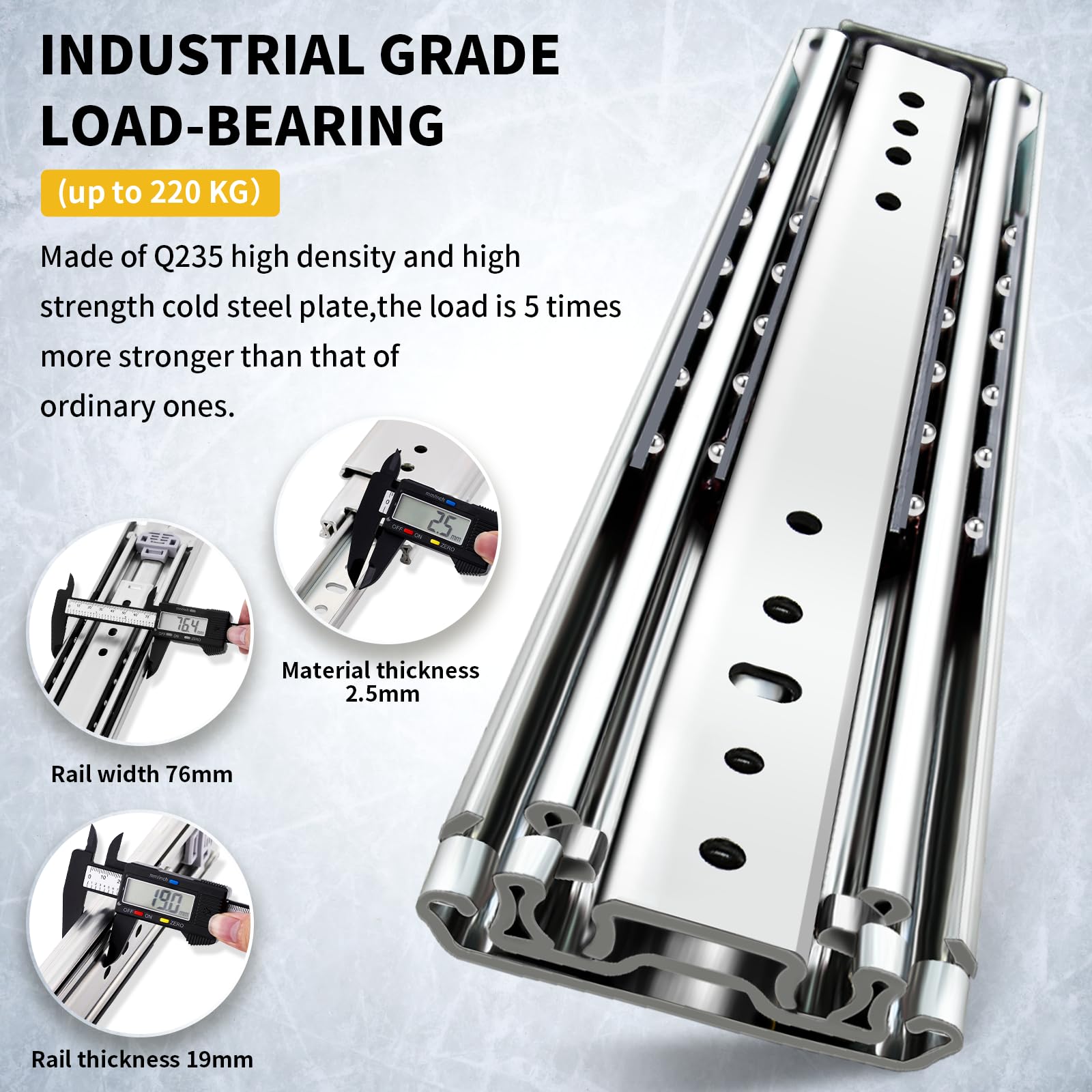 MuMa Glissières De Tiroirs à Extension Complète,Matériel D'acier