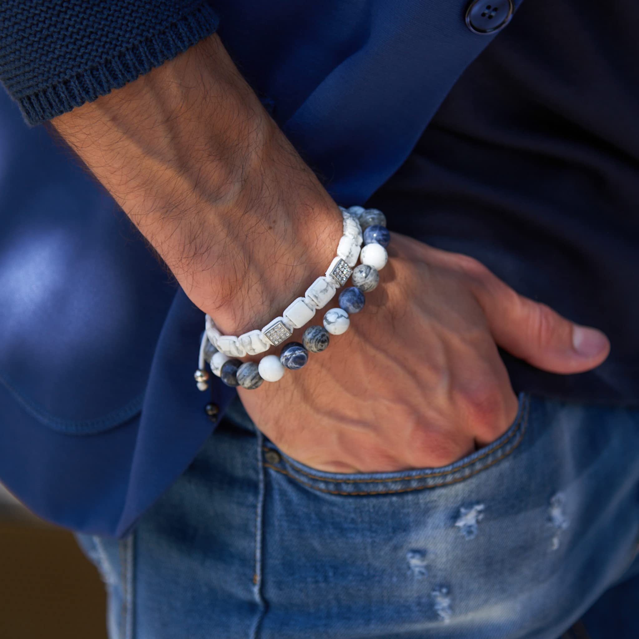 GT collection Perlenarmband für Herren | Geschenk für Männer | Einheitsgröße | Wird wegen seiner erdenden Wirkung verwendet | 100% natürlich | Verstellbares Armband für Männer mit Edelsteinen
