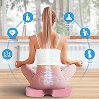 Vista 4 de TushGuard - Cojín para asiento de oficina, silla de ruedas o automóvil, espuma viscoelástica antideslizante, para aliviar el dolor de espalda, Rosa