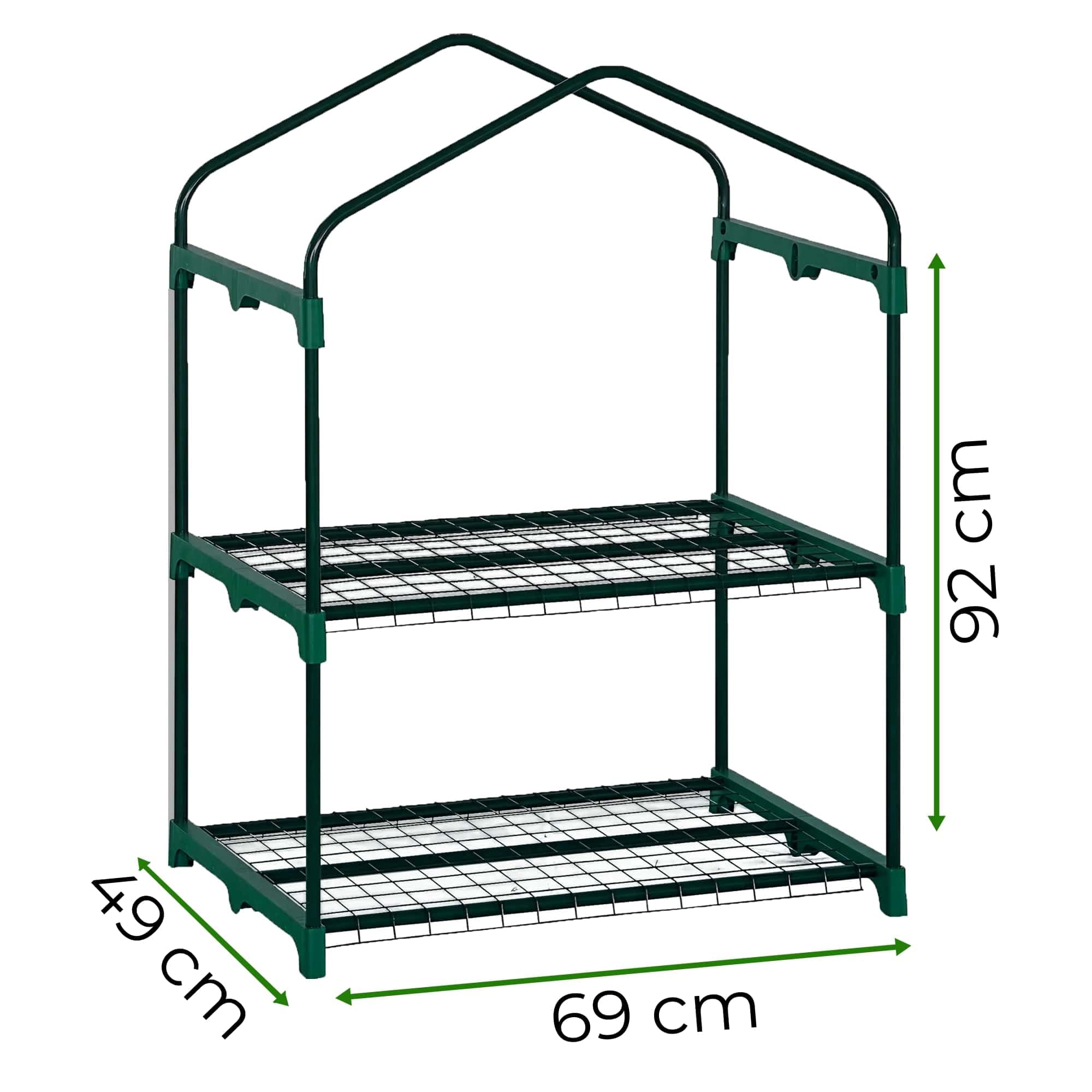 ESTO Serra da Balcone da Giardino, Corpo in Policarbonato e Telo in PVC Trasparente, Adatto per Colture Invernali, Copertura per Piante e Fiori (2 Ripiani)
