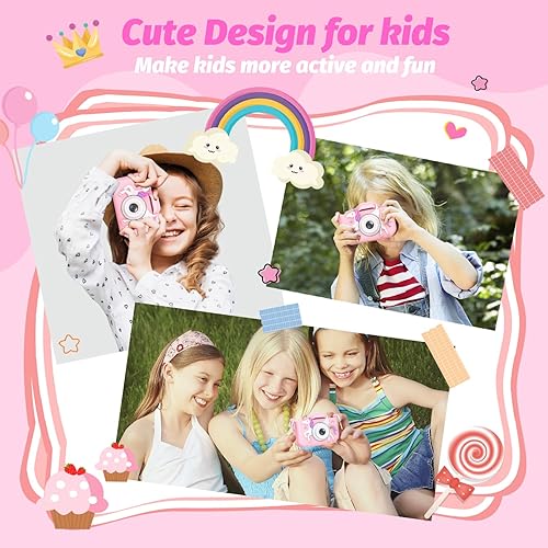 Miniatura 5 de 2024 Upgrade Kids Camera for Girls, Christmas Birthday Gifts for Girls Boys, 1080P HD Selfie Digital Video Camera for Toddlers, Cute Portable Little