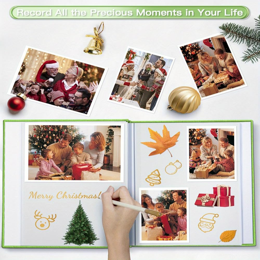 NYSDM Lniany samoprzylepny album do scrapbookingu Zachowaj wspomnienia ze ślubu, dziecka, rodziny, podróży, rustykalna książka pamiątkowa z klejącymi stronami