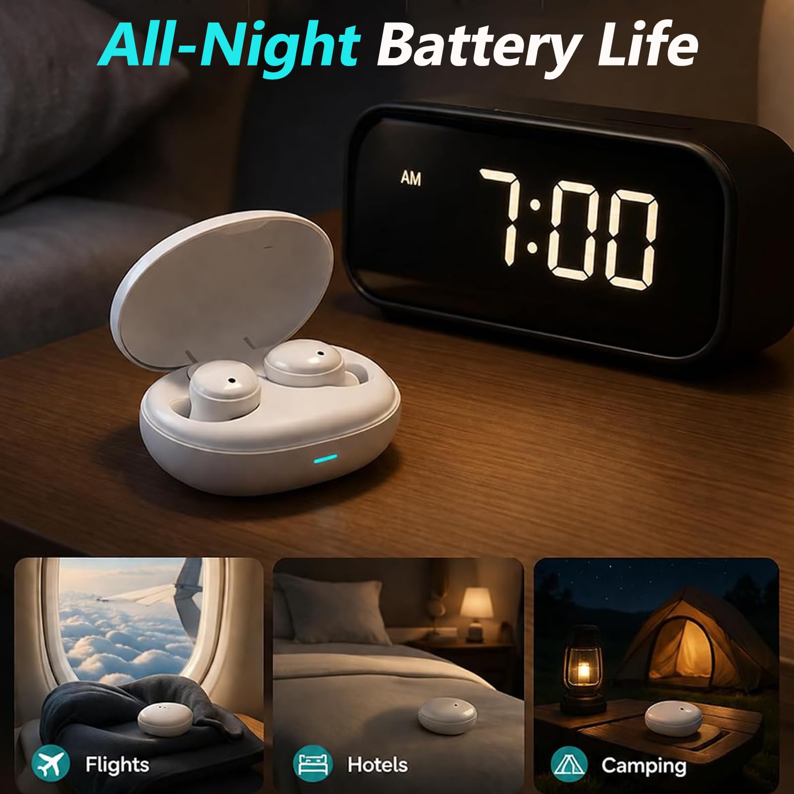 Auriculares ANC InvisibleFit para Dormir, Auriculares ANC para Dormir De Lado, Auricular Inalámbrico con Cancelación De Ruido Mini Compacto, Ideal para Relajación, Sueño Reparador (White)