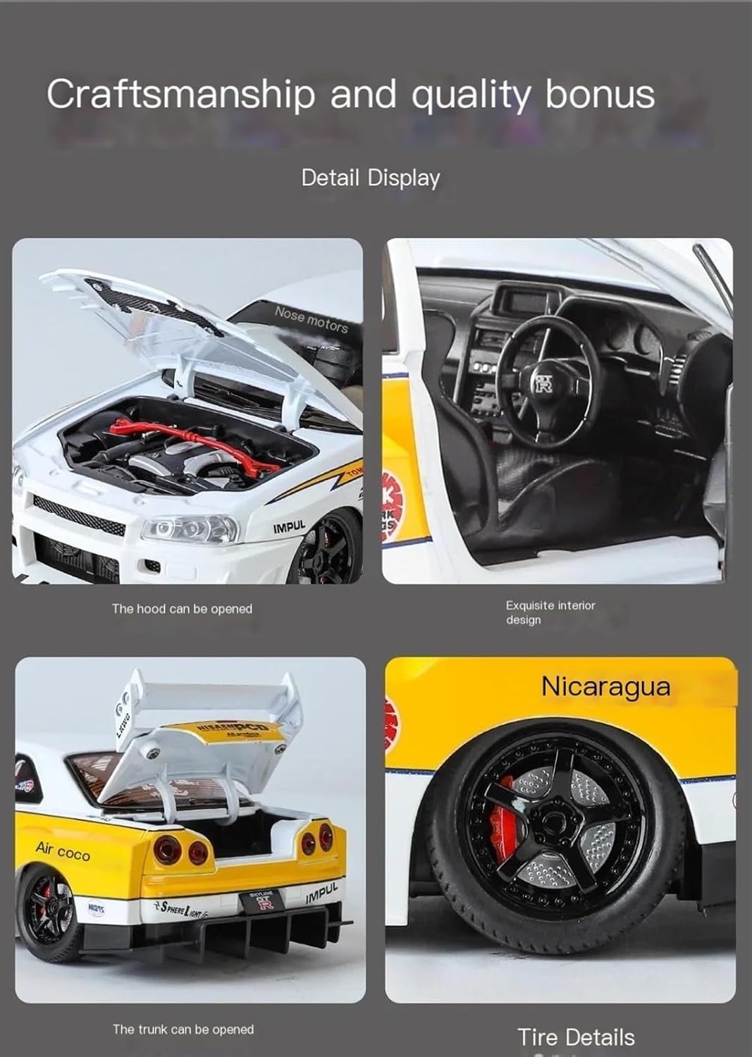 TOYRENTTO 1:24 Nissan Skyline GT-R R34 Diecast Model Car – Liberty