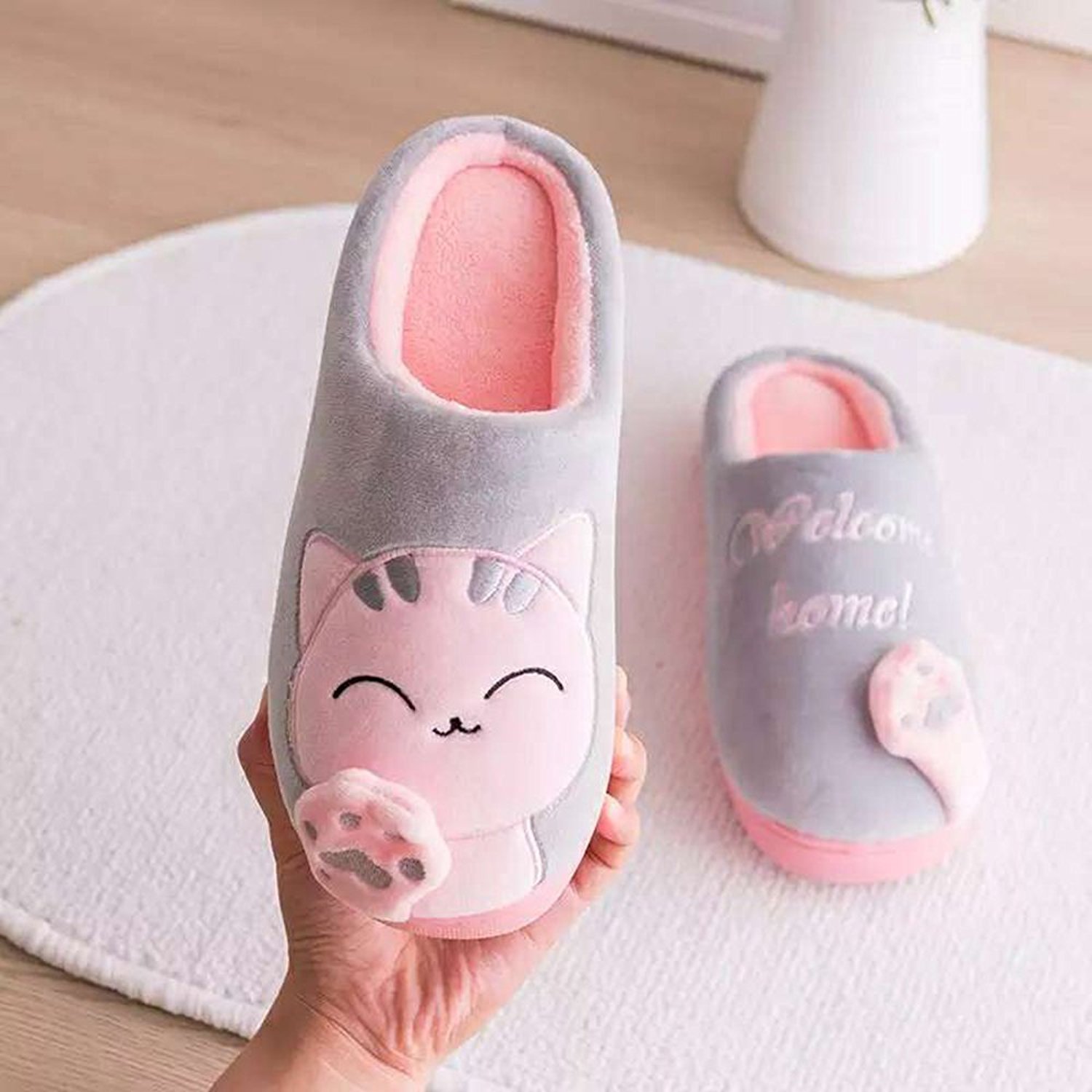 Rojeam Mignon Pantoufle de Noël Pantoufles Chaudes Chaussons Pantoufles de nouveauté en Peluche Douce