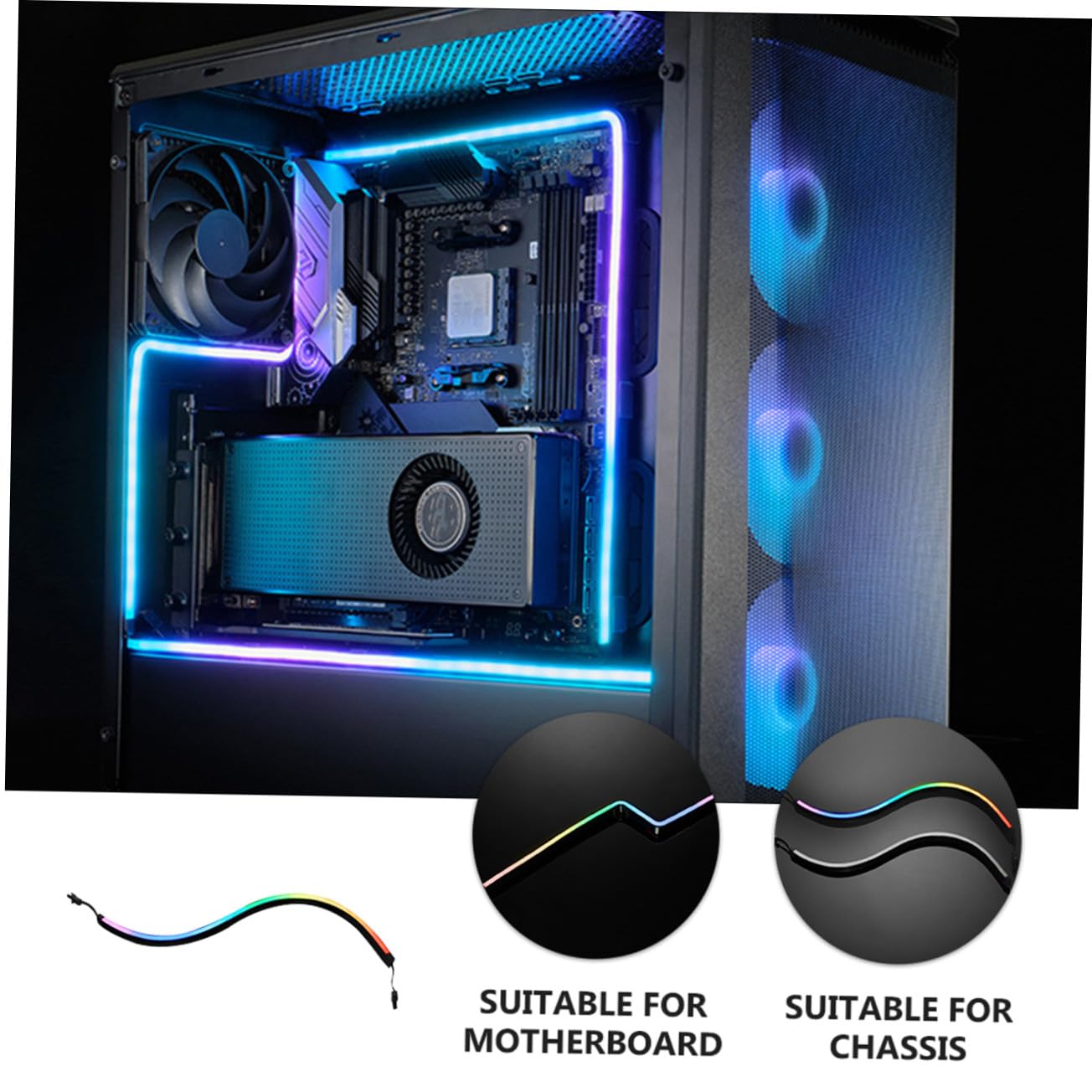 HEMOTON 2pièces Éclairage Pour Châssis Ordinateur Barres Lumineuses Led Rgb Décoratif Pour Pc Accessoires Pour Boîtier Ordinateur Lampe Flexible