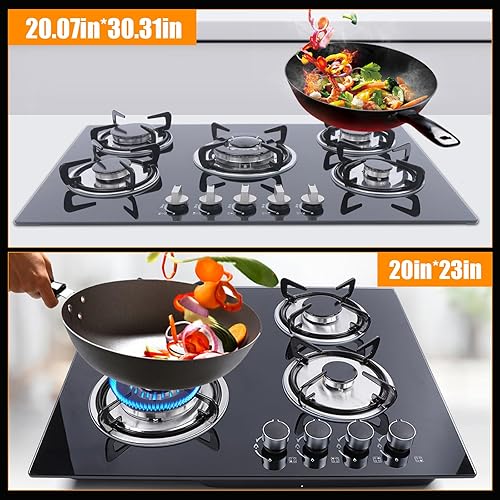 Miniatura 3 de Estufa de gas de 23 pulgadas, 4 quemadores, estufa integrada de vidrio templado LPGNG, placa de cocina de gas, hogar, cocina, cocina, cocina,