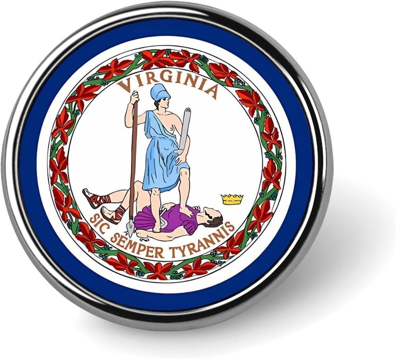 Virginia State Flag Custom Round Lapel Pin Personalized Brooch Badge Hat Clothing Jewelry Accessories for Wedding Party, Circular, style Virginia State Flag Custom Round Lapel Pin Personalized Brooch Badge Hat Clothing Jewelry Accessories for Wedding Party, Circular, style