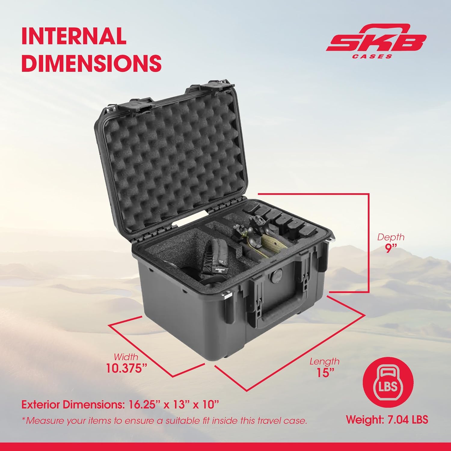 SKB Multi Hand Gun Case - 2 Gun Capacity, Custom Foam Interior, Waterproof, MIL-STD 810G - Secure Storage for Sport, Law Enforcement - Professional Grade - Heavy Duty - Easy to Use