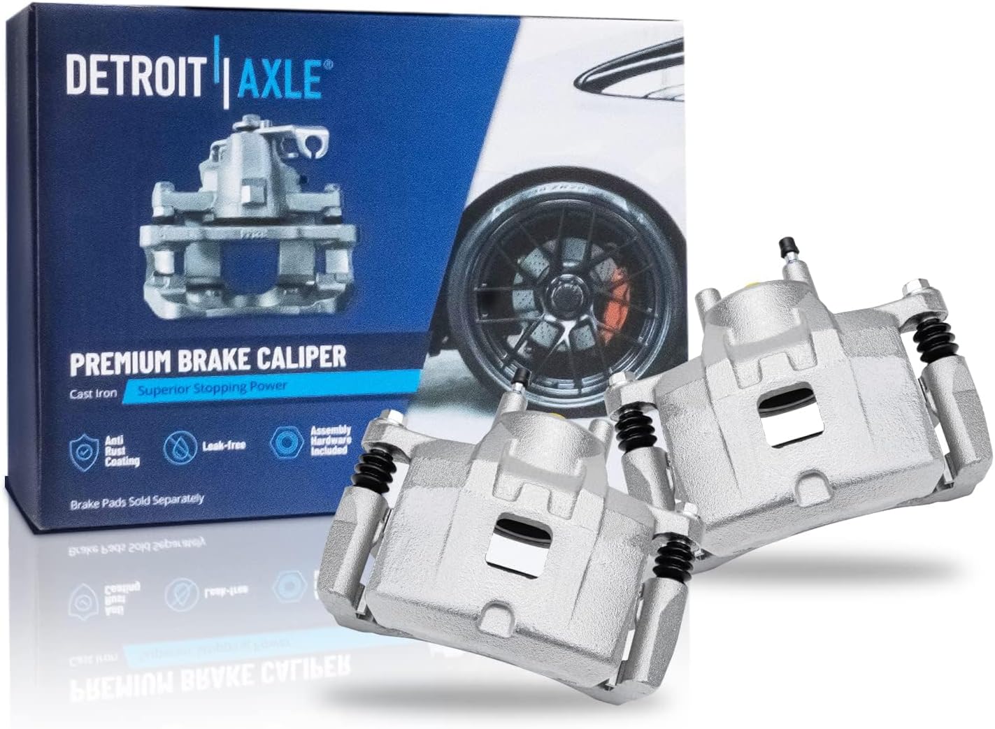 Detroit Axle - Front Rear Drilled & Slotted Rotors Ceramic Brake Pads + Brake Calipers w/Bracket Kit Replacement for Dodge Avenger Caliber