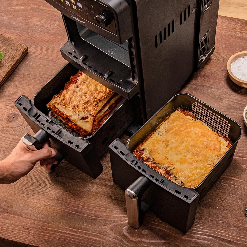 Cecotec Friteuse à Air de 10L avec Cuves Superposées Cecofry DuoLevel 10000. 2400W, Cuves de 5L, Contrôle Tactile, 6 Programmes Préconfigurés pour une Cuisson Rapide et Saine | Cuves superposées de 5 litres, contrôle tactile, 6 programmes préconfigurés, c