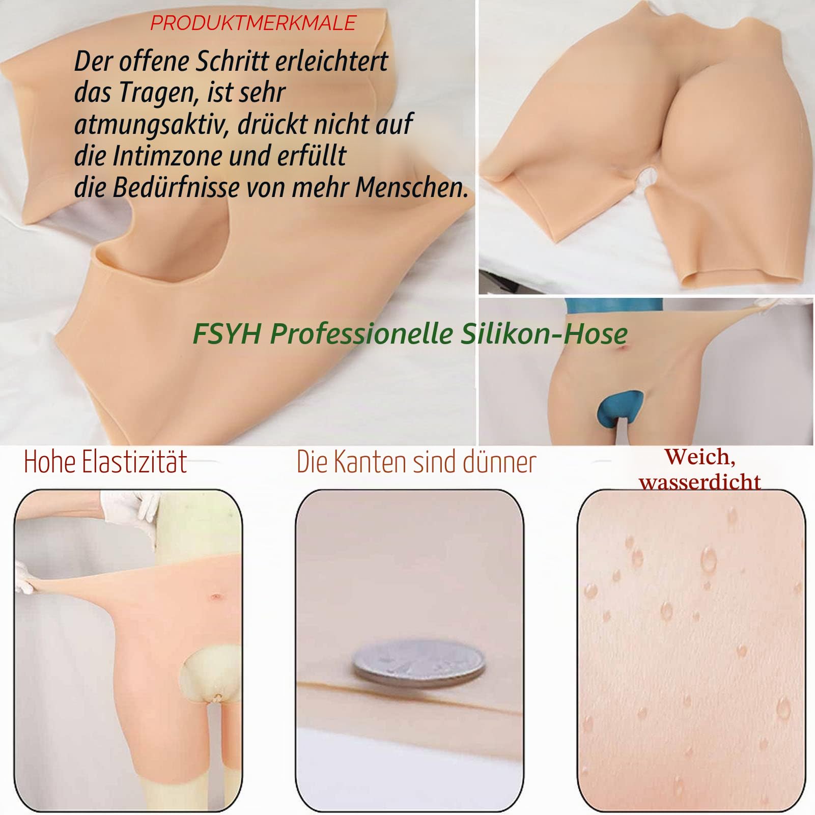 FSYH Silikon-Hose Offener Schritt GesäßVergrößErungs-HöSchen Hip Lift Butt Shaper Control Panty füR Frauen Falsche HüFten,Girly White