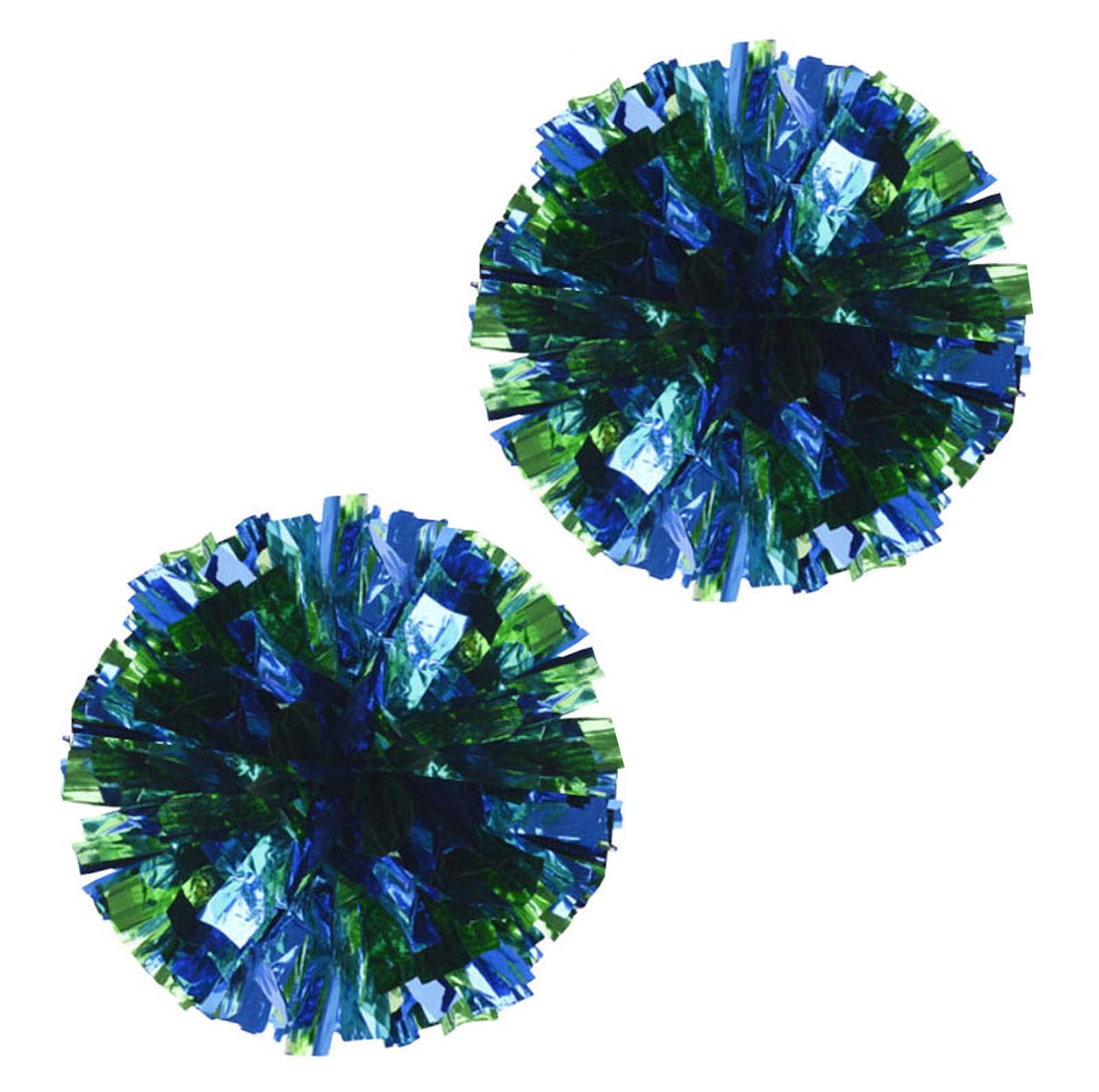 ZEALMAX 1 Pair Cheerleading Pom Poms Sports Party Accessories for Dance Sports Cheering Children Adults,Blue+Green